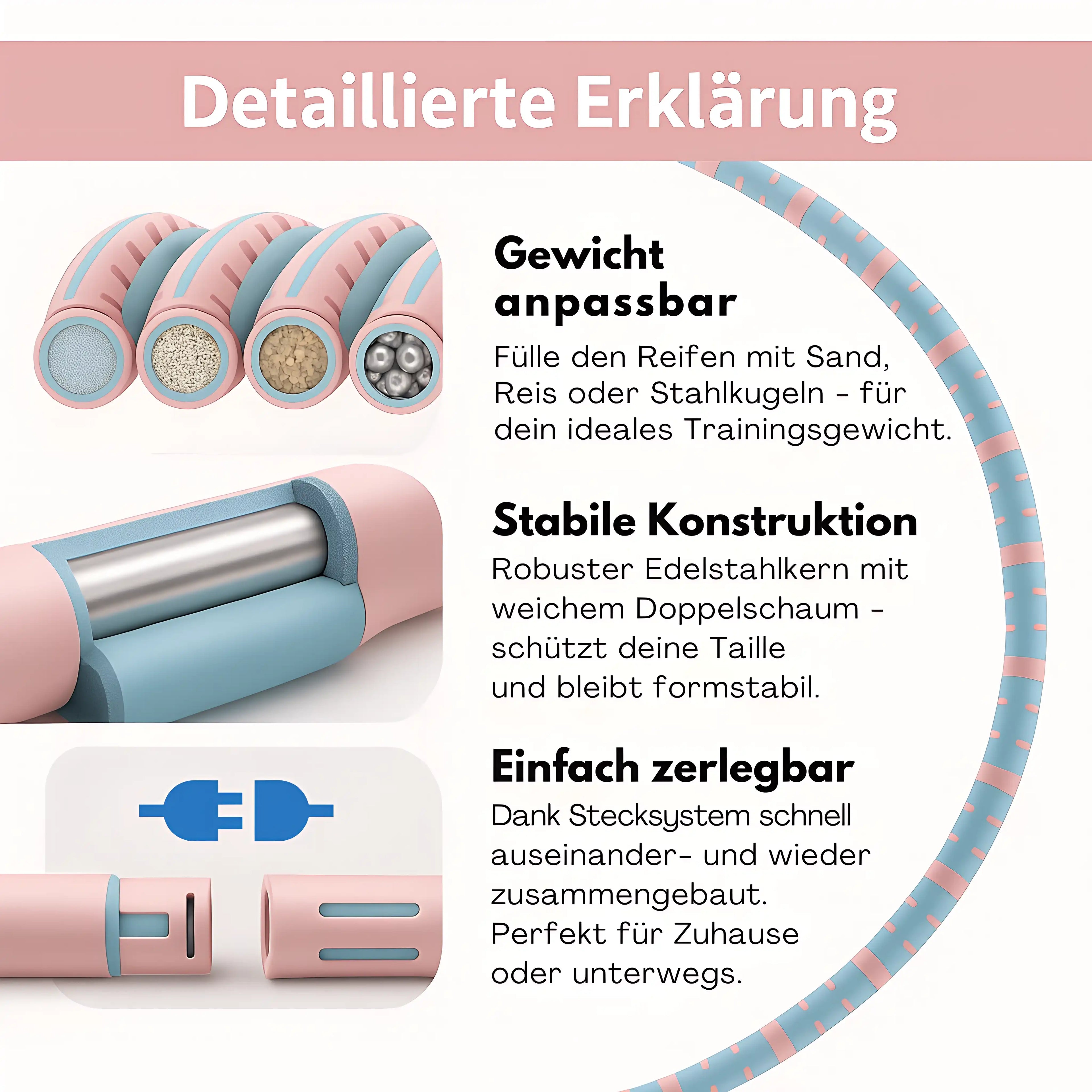 Hula Hoop Gewicht – Fitness Reifen für Abnehmen & Taille