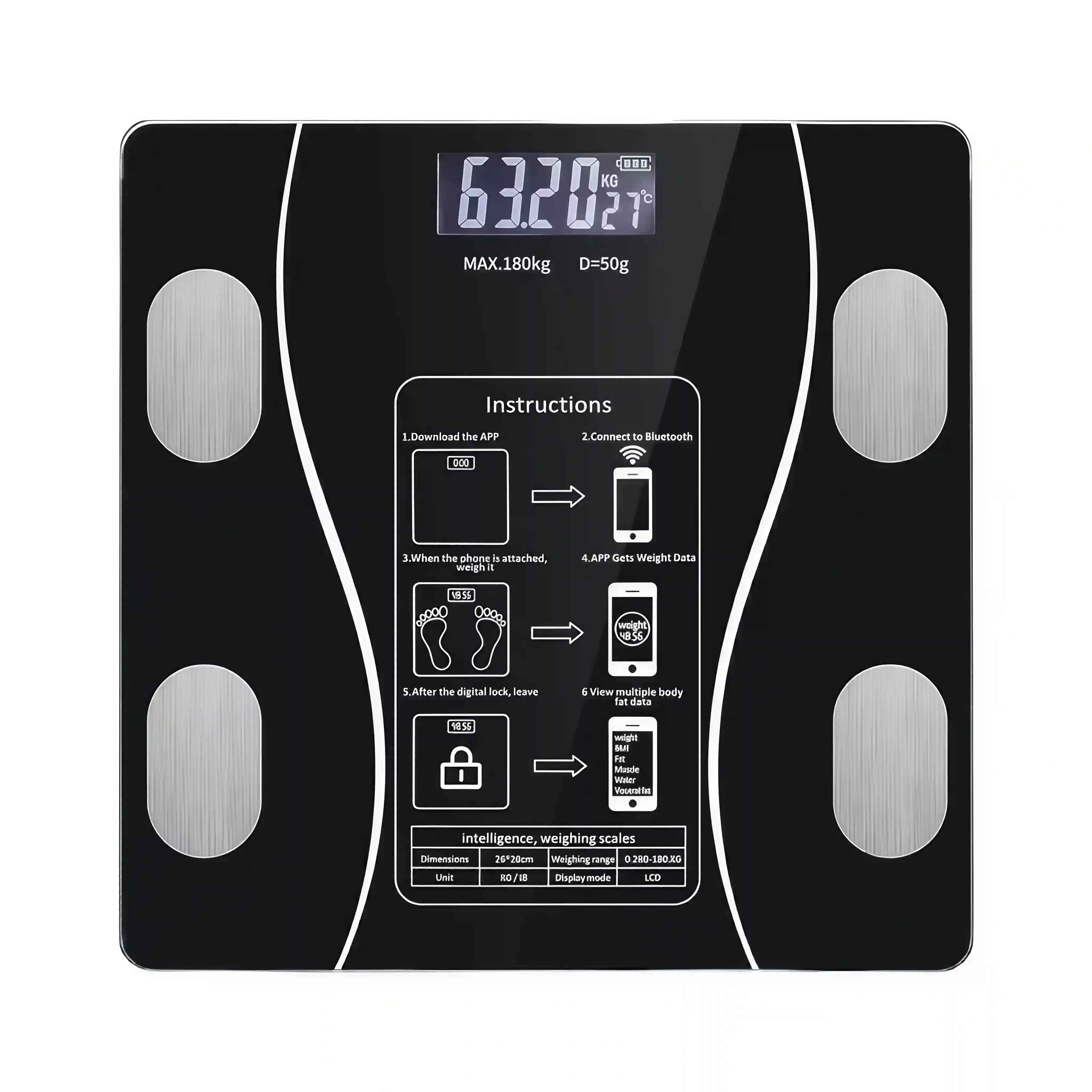 Körperanalysewaage Bluetooth – Smart Waage mit App & LCD-Display