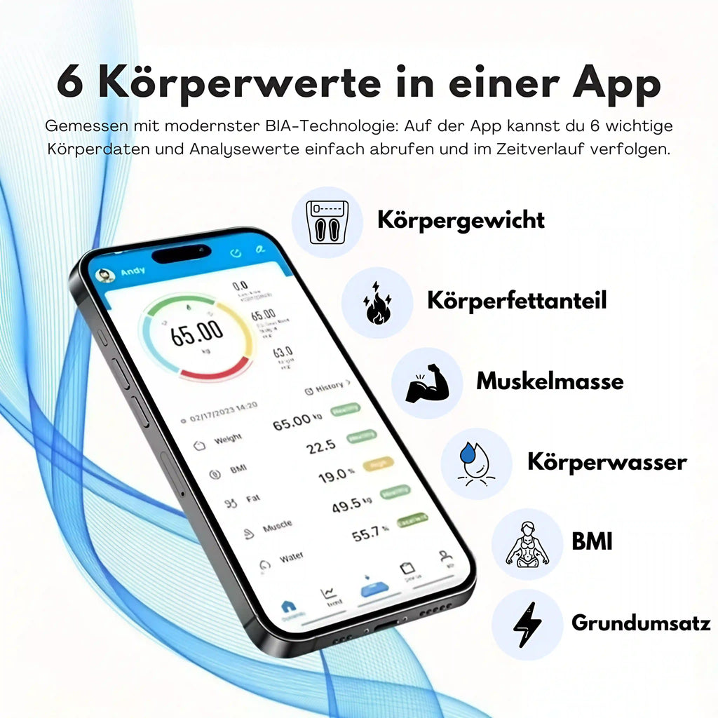 Körperanalysewaage Bluetooth – Smart Waage mit App & LCD-Display