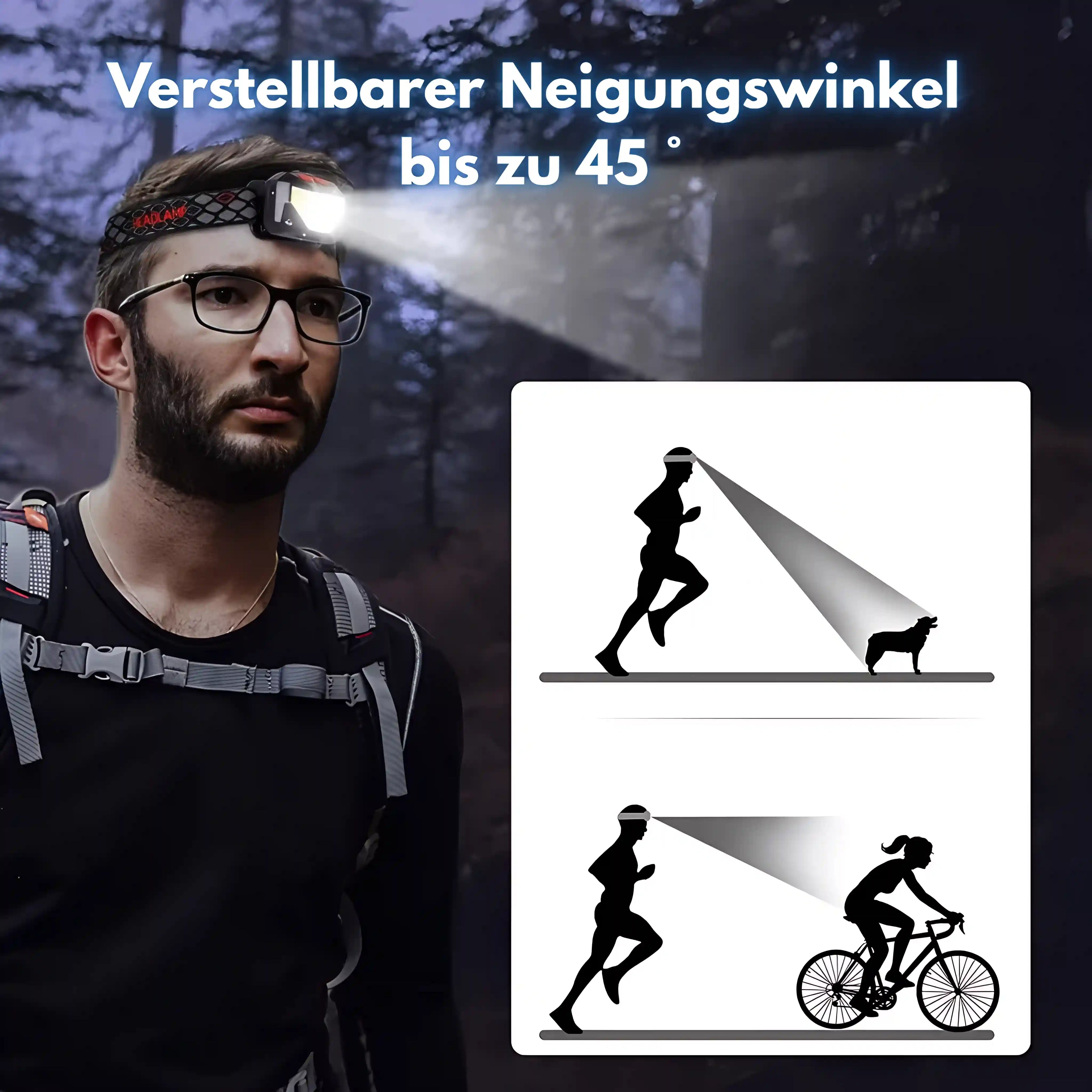 LED Stirnlampe – Sensor Kopflampe für Joggen & Outdoor Sport