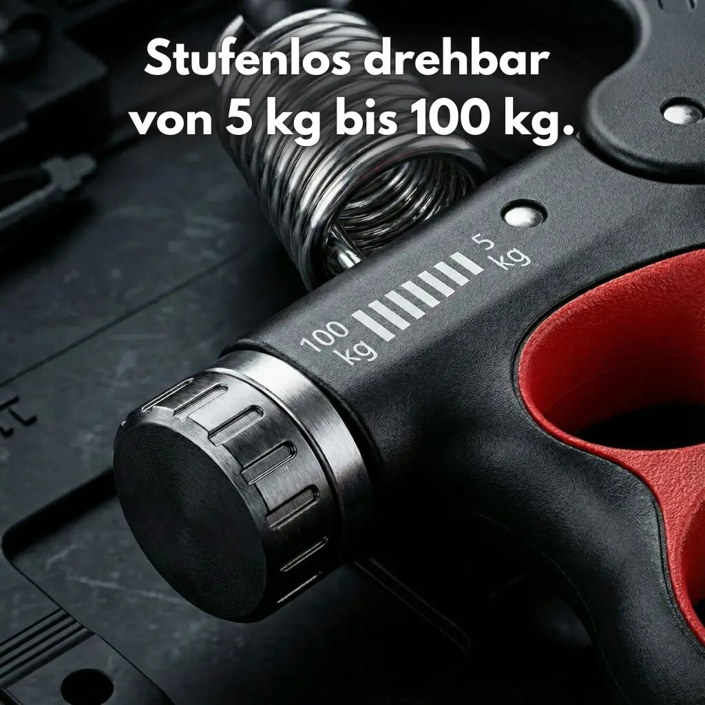 GripMaster Pro – Verstellbarer Handtrainer 5–100 kg für Griffkraft, Unterarmtraining & Reha