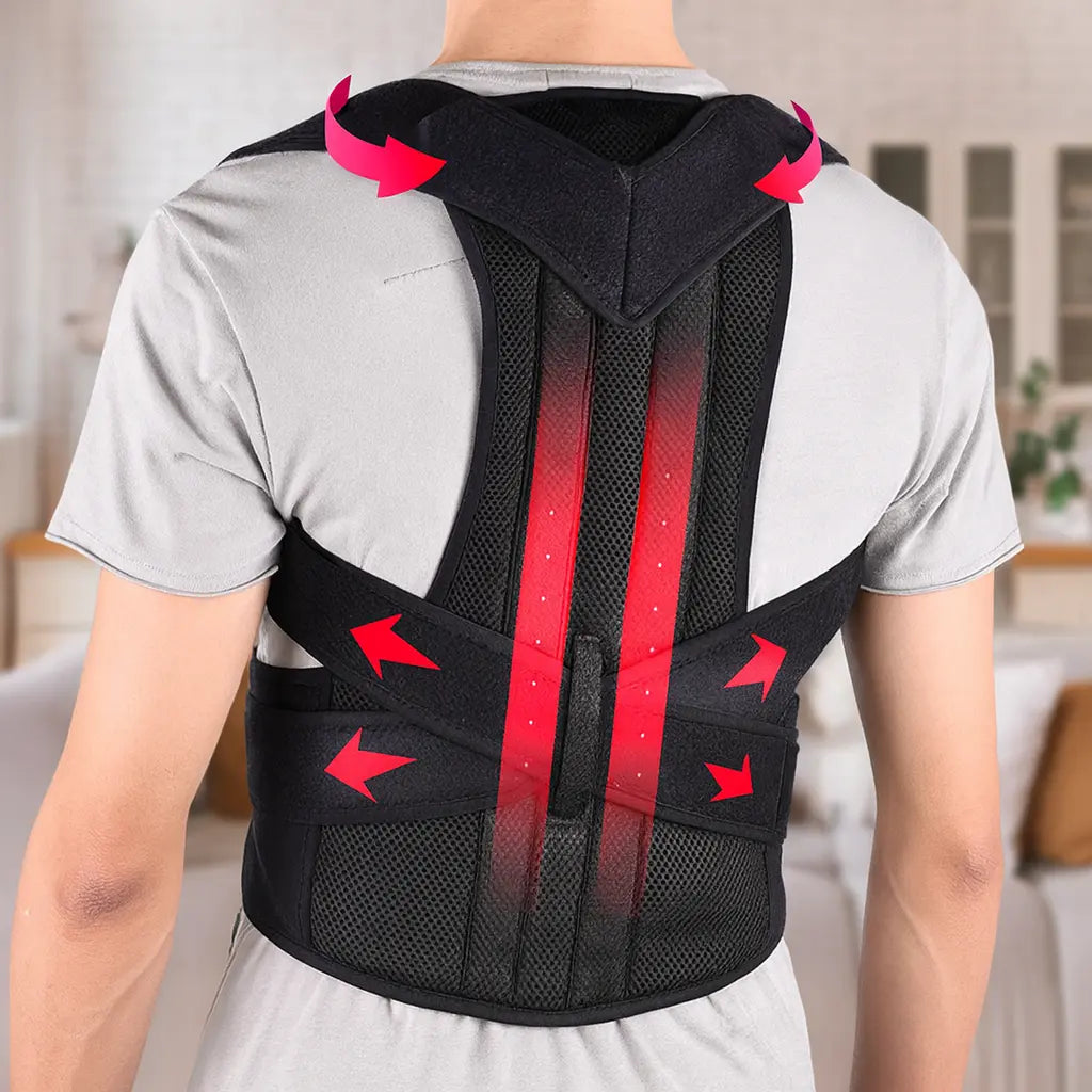 BackFit Rückentrainer – mit Rückenpolster & Gurt für aufrechten Rücken